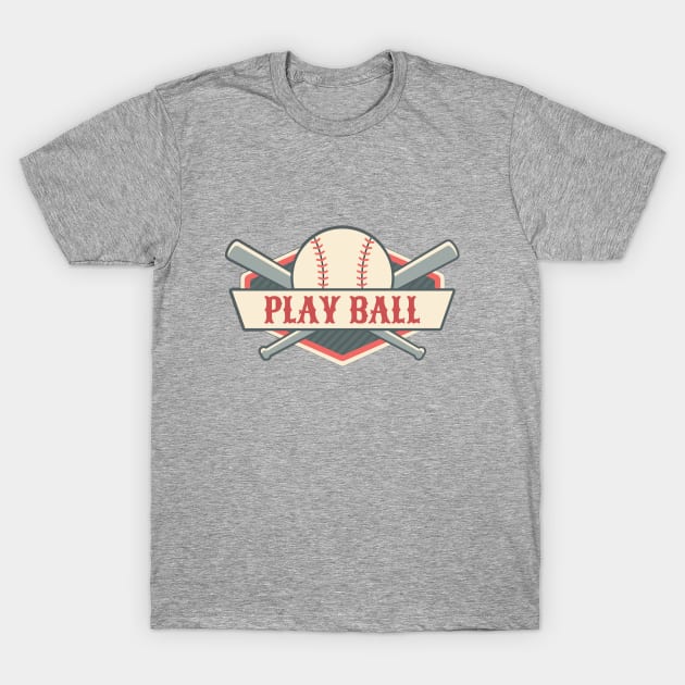 Vintage Baseball Play Ball T-Shirt by CafePretzel